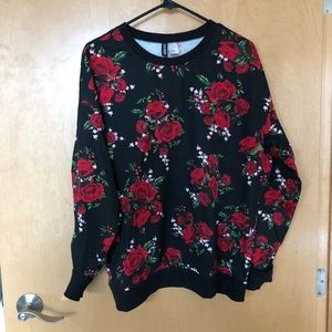 Floral roses printed crew neck ( H&M )